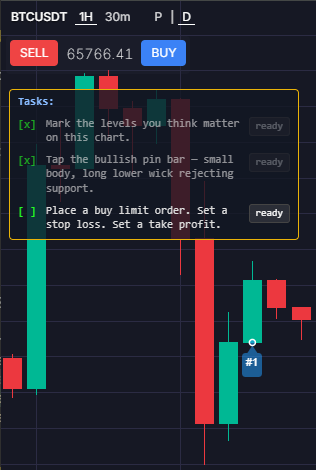 Short video loop showing task completion and XP gain